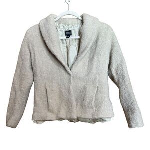 EILEEN FISHER Jacket Womens Large Beige Wool Blend Fuzzy Pocket Jacket
